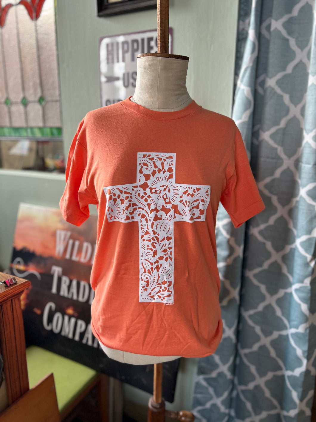 Peach Lace Cross Spring Shirt