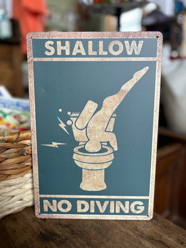 No Diving Funny Metal Sign
