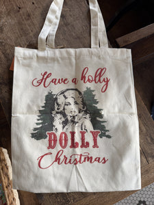 SALE- Holly Dolly Christmas Tote Bag