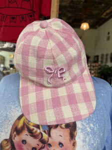 Pink & White Hat with Bow