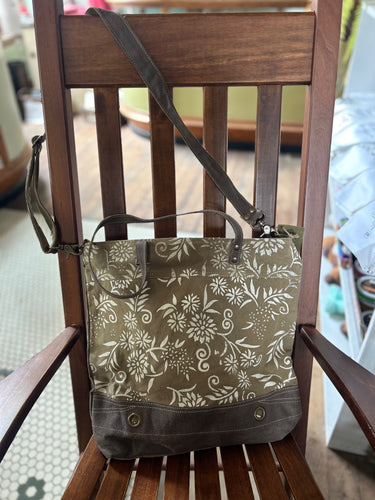 Clea Ray Floral and Tan Tote Bag