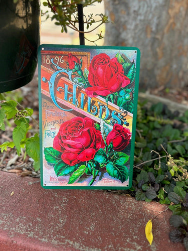 Vintage Style Metal Sign with Roses