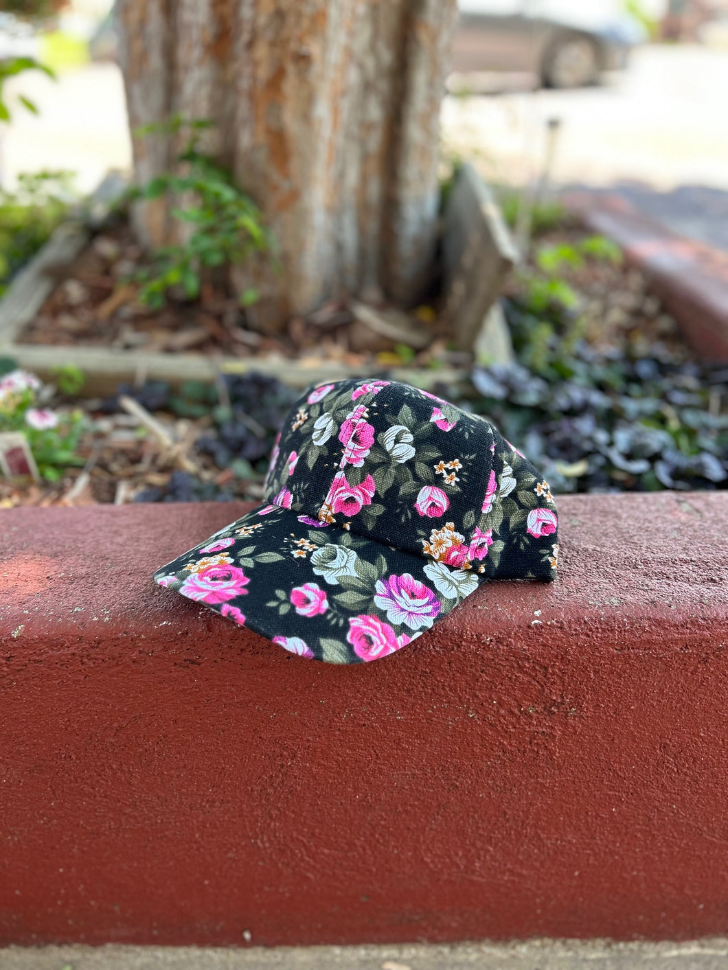 Black Floral Baseball Cap