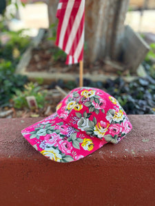 Bright Pink Floral Baseball Cap