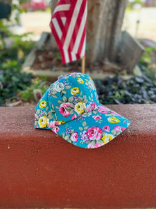 Turquoise Floral Baseball Cap