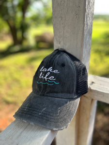Lake Life Ponytail Baseball Cap- Black