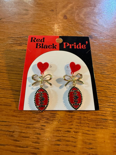 Red & Black Goal Line Glam Goldtone Earrings