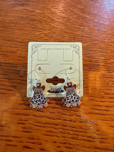 Boohaw Leopard Ghost Silvertone Earrings