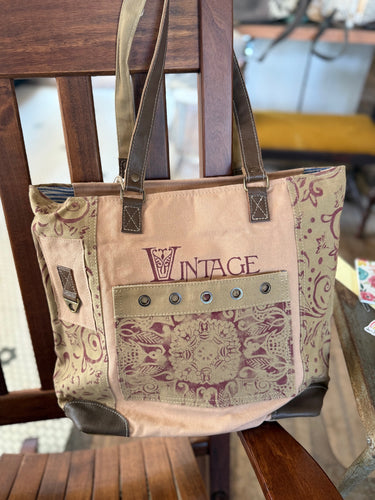Clea Ray Vintage Flower Canvas Tote
