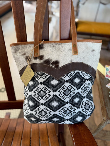 Clea Ray Dark Blue Tote with Fur