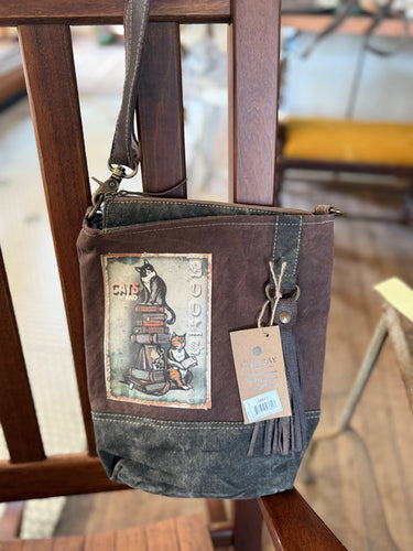 Clea Ray Cats & Books Crossbody Bag