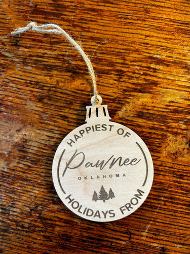 Pawnee Oklahoma Wooden Christmas Ornament