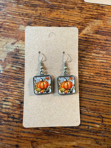 Pumpkin Glass Dangle Earrings