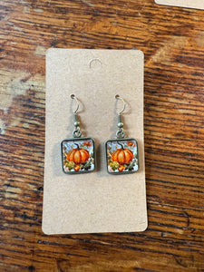 Pumpkin Glass Dangle Earrings