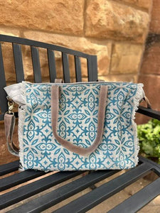 Clea Ray Blue Pattern Tote Bag