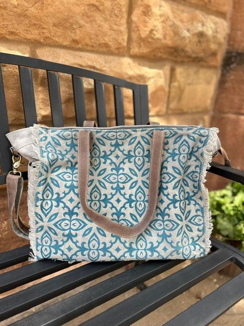 Clea Ray Blue Pattern Tote Bag