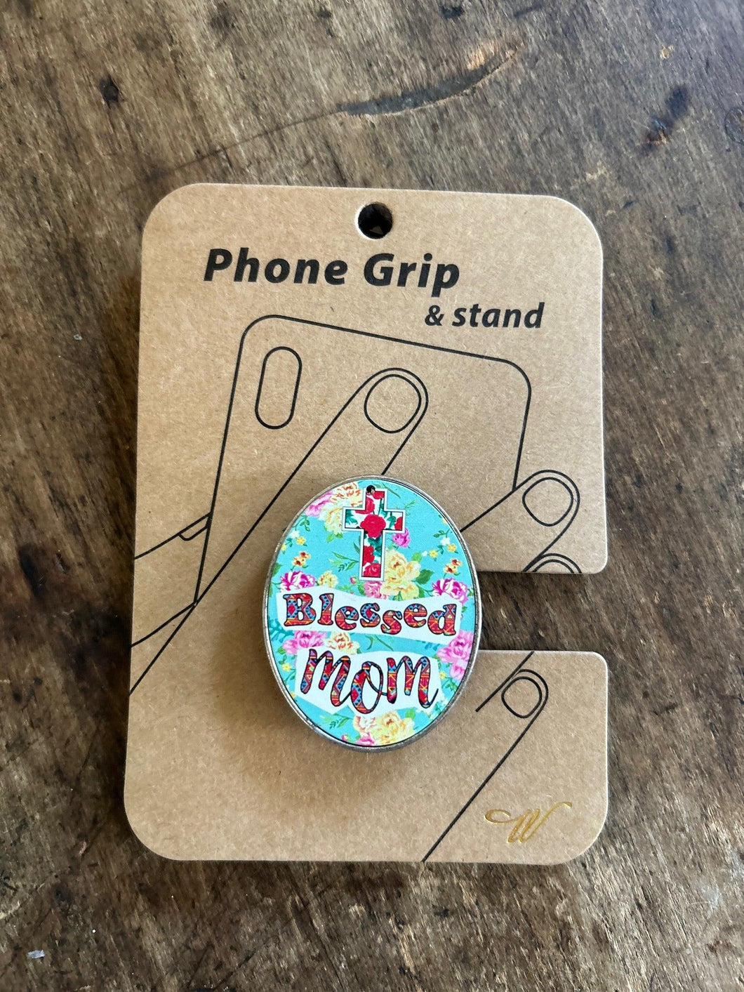 Floral Blessed Mom Phone Grip