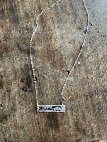 Sale- Silver Bar Oklahoma Necklace