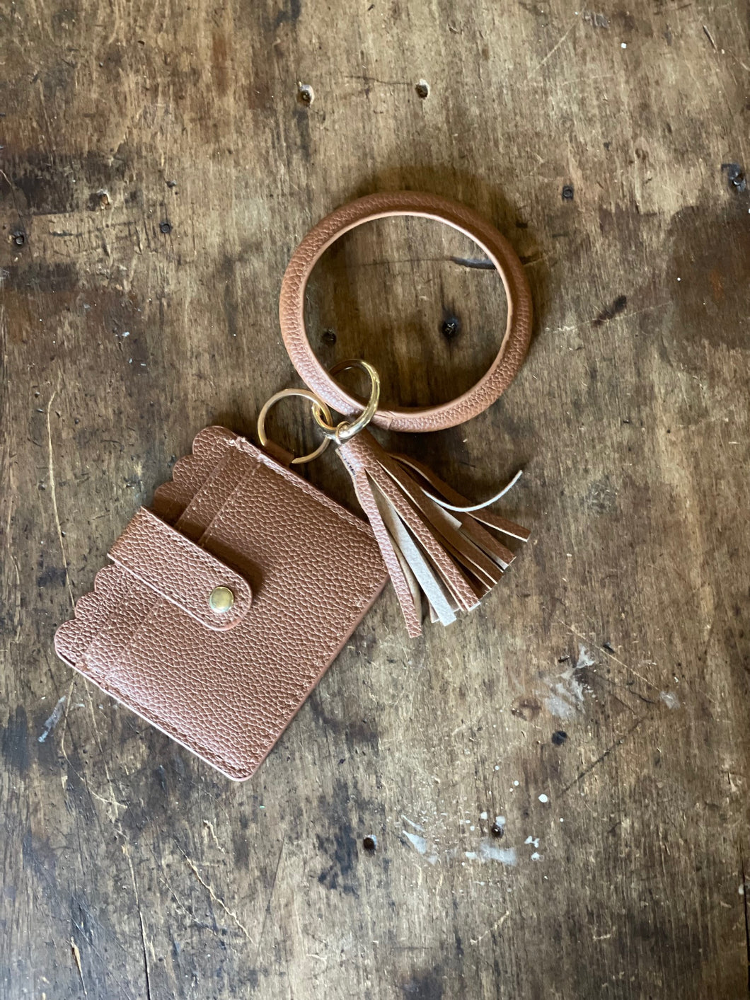 *Sale* Brown Bangle Keychain With Card Holder