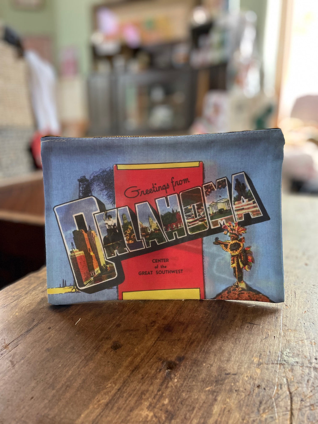 Zippered Bag - Vintage Postcard Greetings From Oklahoma