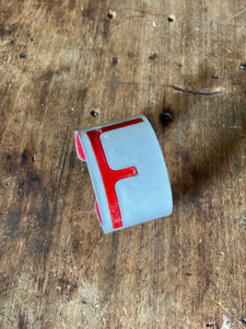 SALE- License Plate Cuff Bracelet {Red F}