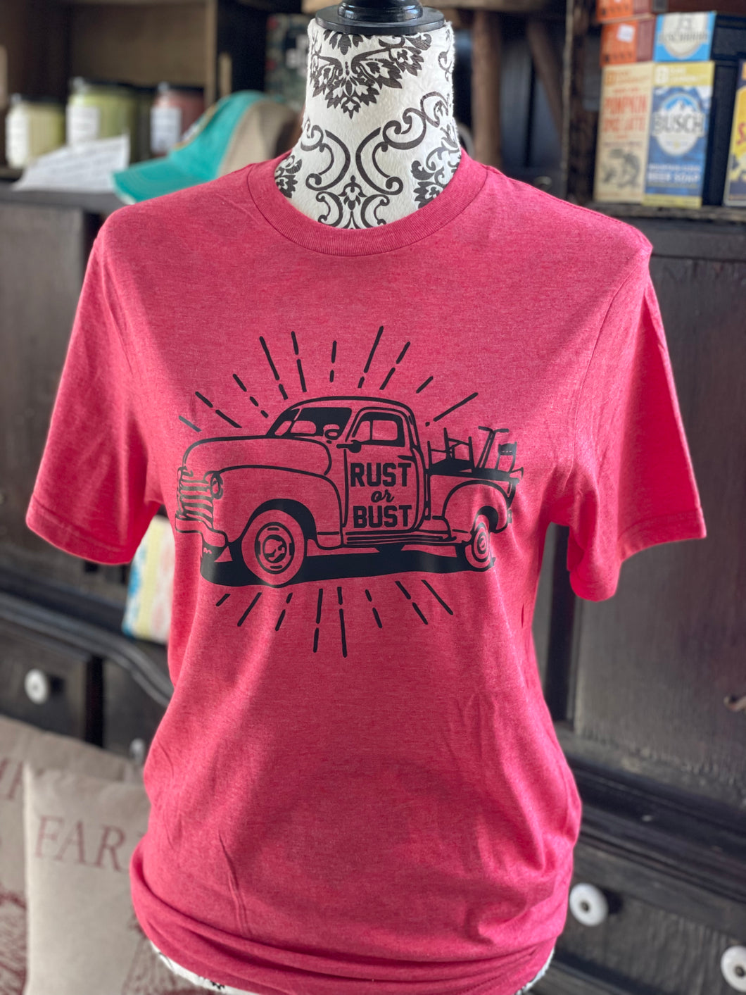 SALE- Rust or Bust Unisex Tee- Retro Heather Red